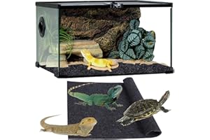 Jodimitty Reptilien Teppich für Terrarium, Reptilien Matte Liner Bedding, Reptilien Substrat Matte Haustier Terrarium Einlage für Eidechse Schildkröte Leopard Gecko Schlange(Schwarz-100x50cm)