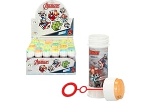 COLORBABY Pack 36 pomperos Avengers 60 ml, Regalos cumpleaños para niños, decoración Infantil, Juguete Burbujas jabón superhéroes (24608)