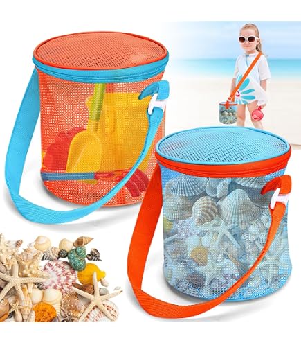Sac Filet Pour Jouets De Plage | Rangement Seaux, Pelles | Maille Respirante | Sangle Réglable | Nylon Léger