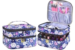 RZMAYIS Nail Polish Carrying Case Bag-Holds 30 Bottles, Double-Layer Nail Polish Storage and Nail Dryer Case