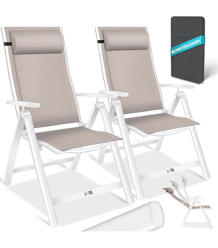 PATIKIL Sedia Regolazione Staffa, 2pz 5 Posizione Prato Mobili Multi Posizione Indietro Supporto Regolatore per Esterni Lounge Patio, Bianco