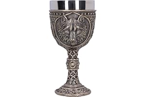 Nemesis Now Calice de soif sauvage de 20 cm, résine, bronze, calice de loup bronze, tige de détail de nœud, article cadeau loup, insert amovible en acier inoxydable, moulé dans la meilleure résine,