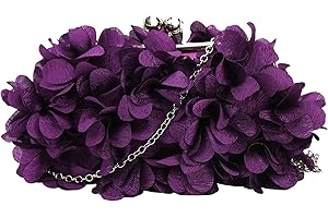 MEGAUK Damen Elegante Handtasche Blumen Clutch Seide Abendtasche Henkeltasche Crossbody Bag mit Kette Kisslock Design