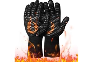 Onlyfire Grillhandskar, värmebeständiga upp till 800 °C, ugnshandskar, eldfasta handskar, grillhandskar, matlagningshandskar, grillhandskar för grill, ugn, matlagning, lödning
