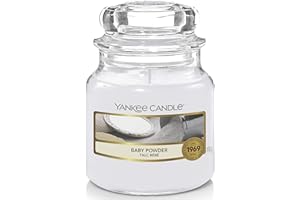Yankee Candle świeca zapachowa w słoiku (mała), Baby Powder, czas palenia do 30 godzin