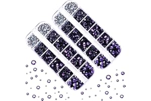 BLINGINBOX DMC Hotfix Rhinestone 2 Box Total 5200 Pieces Mixed Size Round Crystals Glass Gems for Costume Jewelry Making (Tanzanite)