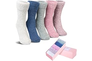 ICEIVY Fluffy Socks Gifts for Women Winter Warm Wool Thermal Bed Socks Ladies Stocking Fillers Presents for Women with Gifts Box, 5 Pairs, 4-9