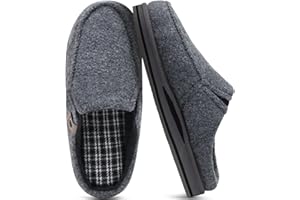 ONCAI Mens Clog Slippers with Arch Support Stripe Faux Fur Cotton-Blend High-Density Memory Foam Warm House Slippers Slip-on Indoor Outdoor Rubber Sole Size 6-15