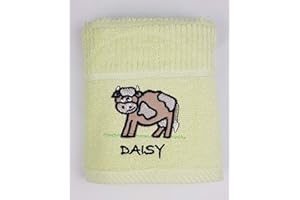 Sue Rossi Ltd 100% Turkish Cotton Tea Towels Embroidered Animal Cooks Cloth Luxury 3 Pack Kitchen Towel Set (Mint Green Cow)