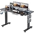 MAIDeSITe Electric Standing Desk Height Adjustable Standing Desk Sit Stand Desk Stand Up Desk with Drawer and 140 * 70cm Desktop for Home Office, Black Frame+ Black Desktop