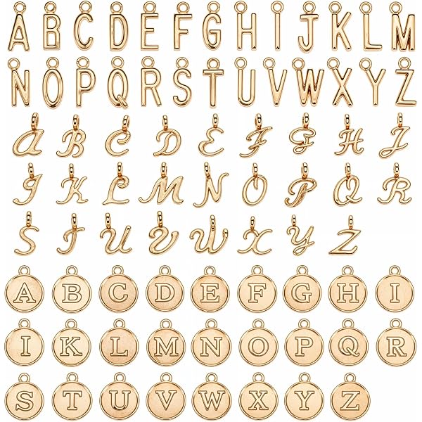 Lot De 156 Breloques Lettres Dorées En Métal - Pour Création Bijoux DIY, Décoration, Porte-clés - 2