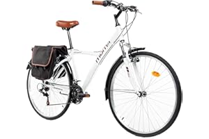 Moma Bikes Vélo Trekking, Hybrid 28", Aluminium, Shimano 18V, Suspension Avant