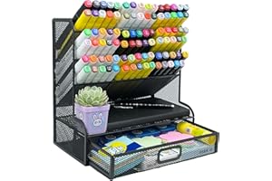 RUIXUE Wielofunkcyjny organizer na biurko, uchwyt na długopisy, na biurko z metalu, organizer na biurko, odpowiedni do szkoły, biura itd. (duży 9 otworów, czarny)