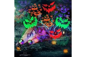 Moxled Projecteur dynamique pour Halloween - Double tête - Avec minuterie - Étanche - Visage du diable - Lumières décoratives pour jardin, fenêtre, mur, cour, fête