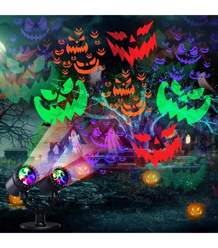 Projecteur Halloween Gulfmew - Effets Dynamiques Fantômes/Crânes - Pour Intérieur Et Extérieur - LED - Alimentation Secteur - Décoration Effrayante