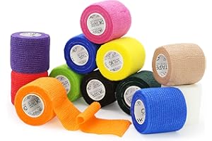 ‎OK TAPE OK TAPE Selbstklebende Verband Elastische Binde Handgelenk Bandag Tierische Bandagen, 12 Rollen, 5cm x 4.5m,Mehrfarbig