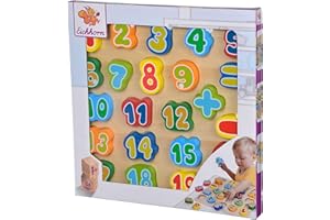 Eichhorn Jeu de 23 Manipuler Les Chiffres en Bois avec Planche de 30 x 30 cm, Apprendre et motricité à partir de 2 Ans, 100003452, Multicolore