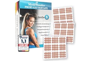 MEDIWONDER HEALTH CARE MediWonder Gitterpflaster Gittertape klein groß 180 Stk. [Testsieger] | verschiedene Größen, inkl E-Book, hautfreundlich | Cross Tape Akupressur Pflaster Akupunkturpflaster gegen Schmerzen - S