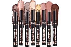 Flintronic 8PCS Crayon Fard a Paupieres, Bâton d'Ombre à Paupières, Baton de Fard a Paupiere Pailleté, Imperméable, Longue Durée Séchage Rapide, éclaircissant pour les Yeux, Glamour Mat