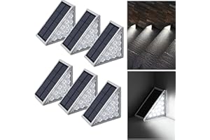 EEIIEY Curb Appeal Lights - Triangle Solar Step Lights for Outside, Ip67 Auto On/Off for Steps, Stair, Yard Decor (White, 6 Pcs)