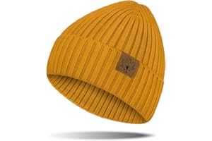 Kakaly Beanie Hat Men - Winter Warm Beanie Hat, Termal Knitted Cuffed Maple Leaf Slouchy Skullies Beanie Gifts for Men/Him Outdoor Running Hiking UK
