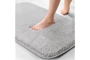 wyewye Tappetino da bagno in microfibra, super assorbente, 40 x 60 cm, grigio chiaro