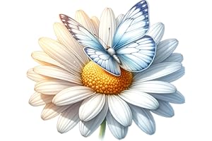 LAOGRAPHICS x4 White Daisy Butterfly Vinyl Sticker Cover Marks, Waterproof Flower Art Decal 1@20cm tall ideal for wall, toilet, laptop or car bumper. 3@7cm tall Ideal Phone, Cup & Tile Floral Decal (zf4- white 3)