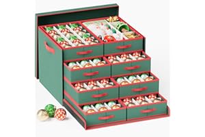 Mutool Christmas Bauble Storage Box With Dividers, 144 Compartment Xmas Ornament Storage Container with 8 Removable Tray, Large Christmas Storage Bins,Perfect for Holiday Decorations (Green)