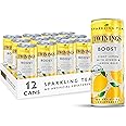 Twinings Boost - Lemon and Ginger Flavoured Sparkling Tea-Refreshing Fruity Beverage(12X250ml Cans)-No Added Sugar, Low in Caffeine/Calorie, Healthy Alternative,Antioxidant Rich,Vegan,Gluten Free