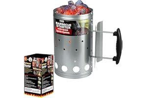 FUSION FOOD CARE Fusion Food BBQ Chimney Starter Charcoal Barbecue Fire Starter With Heat Insulated Safety Handle Charcoal Briquettes Firelighter Quick Start Barbecue Lighter Safe & Easy to Use