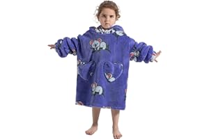 Pterygoid Sweat à Capuche Enfant, Pull Plaid Oversize pour Filles et Garçons, Super Douce Chaude Capuchon Sherpa Peluche à Manches TV pour Tout-Petit 3-6 Ans