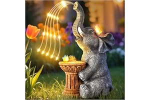 Dacoity Elephant Statue Garden Ornaments Outdoor with Solar Powered LED Lights, Christmas Birthday Gifts for Women, Garden Gifts for Mum, Garden Decorations for Courtyard, Patio, Lawn, Yard