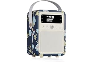 Laura Ashley Monty Radio Digital Dab Plus/Dab con Bluetooth, FM y Función de Radio-Despertador por VQ - Alimentada por Corriente y Batería Radio Portatil con Antena y Puerto USB - Armada de Elveden