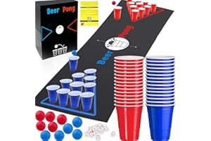 Lubibi 82PCS Beer Pong Set,Adult Drinking Game Cup Kit Bar Pub Party Supplies, Pre-Drinks, Hen Party, Student Night, Drinking Games Set with Rule Booklet Red Blue Beer Pong Cups