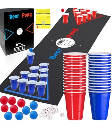 Trooplex Shot Pong: Ideal Extension For Beer Pong Lovers Mini Beer Pong Ideal For Parties Festivals As A Gift Or For Pre-heating Drinking Game Set For Short Including 20 Cups Red Cups