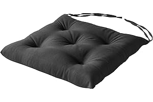 SOFTILLO Chair Cushion With Ties Seat Pad For Dining Chairs Kitchen Thick Italian Fabric Garden Tie On Square Comfortable Indoor Outdoor Seat Pad Cushion Living Room Patio Garden Office Shop Black