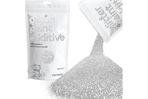 ‎HEMWAY Hemway Glitter Paint Additive 100g / 3.5oz Crystals for Acrylic Emulsion Paint - Interior Wall, Furniture, Ceiling, Wood, Varnish, Matte - Microfine (1/256" 0.004" 0.1mm) - Silver