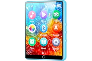 OILSKY 64GB MP3 Reproductor con Bluetooth, Reproductor de Música con 2,8" Pantalla Táctil y Altavoz HD Incorporado, Reproductores de MP3 y Vídeo Portátiles con Radio FM, E-Book, Auriculares Incluidos (Azul)