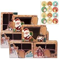 AWCIGG 6 Pezzi Scatole Regalo Natalizie Scatoline Cartone per Biscotti Natale Dolci Regalo Cake