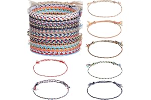 ElevateTech 30Pcs Woven Wrap Friendship Bracelets Handmade Adjustable Colorful Tassels Cotton Rope Bracelets Jewelry Suitable Women Men Teenagers Mixing Color