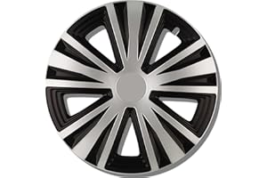 Enjoliveurs Argent/Noir Mat 16 Pouces - Lot de 4 enjoliveurs de 13 à 16 Pouces - G-Night pour la Plupart des Marques de Voitures et Jantes en Acier - Kuglo Enjoliveurs