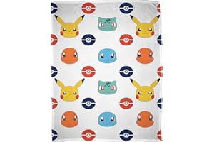 ‎CHARACTER WORLD Character World Offizielle Pokémon-Fleecedecke | Pikachu-Badge-Design, superweicher, Warmer Überwurf Brands