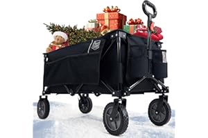 TIMBER RIDGE XXL Bollerwagen Faltbar Transportwagen mit Seitentasche Getränkehalter verstellbarem Griff, Gartenwagen für Alle Gelände, Draussen Camping Einkaufen