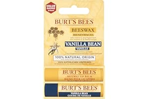 Burt's Bees Pack multiple de baumes à lèvres, ensemble de baumes à lèvres avec cire d'abeille et vanille, avec vitamine E, pack Value Duo, 2 x 4,25 g