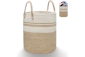Strixorn Cotton Laundry Basket, Laundry Basket Storage Basket, Basket With Handle, for Blankets Bedding Clothes and Toys