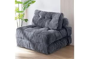 UIFDLXHD Folding Sofa Bed, Convertible Sleeper Chair with Pillow Foldable Mattress with Back Support, Portable Fold Out Chair Bed Comfy Floor Sofa Lounge for Living Room Bedroom, Dark Grey (Dark Grey)
