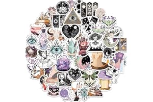 APAREAL Hexe Aufkleber 50 Stück, Vintage Fantasy Sticker Set für Laptop Fahrrad Skateboard Motorrad Snowboard Koffer, Wasserfeste Vinyl Schwarz und Weiß Sticker für Erwachsene