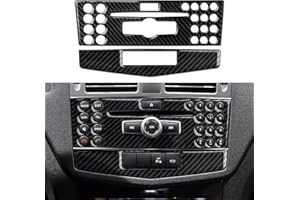 OYDDL Lot de 2 autocollants pour panneau CD de voiture - En fibre de carbone - Compatible avec Mercedes Benz Classe C W204 2007 2008 2009 2010 - Accessoires (B)