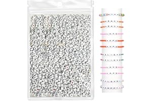 OMBRISA Letter Beads 1000Pcs, Acrylic Beads for Jewelry Making, Alphabet Beads for Friendship Bracelet Making, Round Acrylic Alphabet A-Z forDIY Crafting Necklace Bracelet Keyring (Black&White)