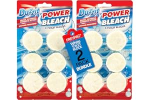 Duzzit Power Bleach Toilet Block White, Loo Deodoriser, Cistern Block, Bleach Block x 6 (2 Pack Bundle By FREYPAC®, 12 Blocks Total) (White)